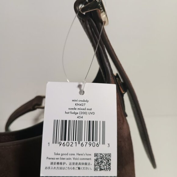 Kate Spade 454 Mini Crossbody Bag in Suede Hot Fudge Brown - Picture 5 of 6